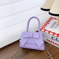Mini sac à main lavande pour filles avec grand nœud et bandoulière en chaîne argentée - Violet