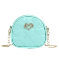 Mini sac bandoulière vert menthe pour fille avec matelassage cœur et chaîne dorée - Cyan