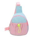 Bolso de pecho infantil con paneles azul rosa y cierre de cordón neón ajustable - Rosa