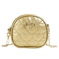 Mini gold heart quilted shoulder bag for girls with metallic finish and chain strap - Gold
