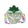 Mintgroene kindertas in aardbeivorm met pailletten en een regenboog schouderband - Groen