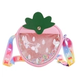 Roze aardbei schoudertas voor meisjes met pailletten en een regenboog riem - Roze