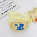 Kids' yellow canvas chest bag with blue bear print and adjustable strap for toddlers - Yellow