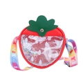 Rode aardbeien kindertas met glitter lovertjes en regenboog schouderband - Rood
