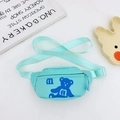 Mint green children's waist bag with cartoon bear print and adjustable strap - Green