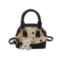 Mini shell-shaped crossbody bag for kids with cute bear print and black trim details - Off White