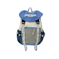 Blue and beige colorblock kid's drawstring backpack with buckle flap and side pockets - Large / Sky Blue