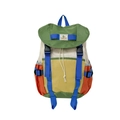 Kids colorful patchwork backpack with drawstring closure and green top flap cover - Large / Green