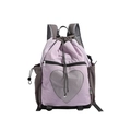 Fashionable contrast purple and gray heart drawstring backpack for women travel - Purple
