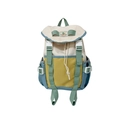 Functional patchwork kids backpack in beige, yellow, and blue with adjustable straps - Large / Lake Blue