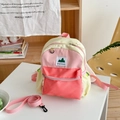 Kids color-block backpack in yellow and pink canvas with adjustable shoulder straps - Large / Cream + Pink