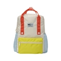 Sac à dos enfant bicolore crème et orange avec poche frontale jaune fluo - Grand / Beige