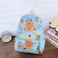 Blauwe geruite schoolrugzak met schattige capybara-prints en grote opslagruimte - Blauw