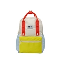 Sac à dos pour enfants de style color-block beige avec poignée rouge et poche jaune - Moyen / Poche zippée