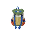 Retro color-block school backpack with drawstring closure in olive green and beige - Small / Green