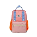 Sac à dos enfant bicolore rose et orange avec étiquette NIE et bretelles bleues - Moyen / Rose