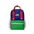Sac à dos enfant bicolore bleu marine et vert avec bretelles rouges réglables - Moyen / Bleu Marine