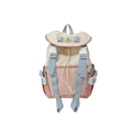 Kids drawsting backpack in cream and pink patchwork design with blue side straps - Small / Pink