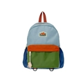 Kids color-block backpack in blue green and orange with TOCHASO embroidery patch - Medium / Blue