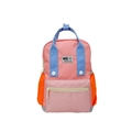 Sac à dos enfant bicolore rose et bleu avec bretelles réglables et poche frontale - Petit / Rose