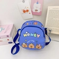 Blue kids crossbody bag with cute Capybara print and adjustable strap in nylon - Blue