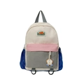 Kids backpack in cream and pink color blocking with stylish logo and pendant detail - Small / Beige
