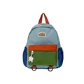 Kids color-block backpack in blue and green with a large capacity and cute charm - Small / Blue