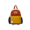 Kids backpack in orange, yellow and blue color block design with side pockets - Small / Orange