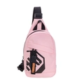 Borsa a tracolla rosa in nylon per bambini con stampa geometrica e zip logata - Rosa