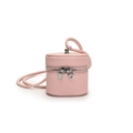 Pink lychee texture mini bucket bag for girls with adjustable shoulder strap and silver zipper - Light Pink