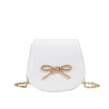 White laser patent leather crossbody bag for girls with golden bow and chain strap - Off-white