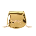 Mini borsa a catena dorata lucida con fiocco intrecciato 3D per bambine - Oro