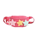 Pink canvas kids chest bag featuring colorful plush star details and adjustable strap - Pink