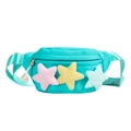 Sac banane enfant en nylon bleu sarcelle avec étoiles en peluche et sangle ajustable - Vert