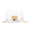 White mini crossbody bag for kids with glossy finish and gold heart metal buckle - Off-white