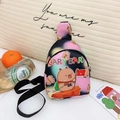 Cute Capybara print kids chest bag with adjustable strap and colorful cartoon design - Black