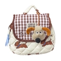 Zaino trapuntato bianco per bambini con cartone animato di cucciolo e patta a quadretti - Marrone Piccolo