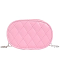 Roze gewatteerde ovale crossbodytas voor kinderen met stijlvolle zilveren ketting - Roze