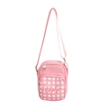 Pink checkered kids crossbody bag with TochaSo logo and adjustable strap for girls - Rose Pink