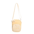 Yellow kids crossbody bag with plaid front pocket and adjustable strap - Yellow