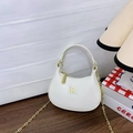 Mini sac à bandoulière blanc demi-lune avec chaîne dorée et poignée pour enfants - Blanc