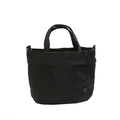 Minimalist black nylon toddler tote bag with fold-over top and versatile crossbody strap - Black