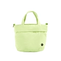 Quilted puffer tote bag for kids in light green finish with versatile shoulder straps - Fruit Green