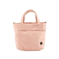 Pink minimalist nylon crossbody bag for kids with round logo and dual handles - Pink