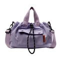 Versatile purple nylon bucket bag with dual handles and adjustable shoulder strap - Purple