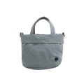 Gray-blue nylon small square handbag for kids with durable handles and metal D-rings - Gray