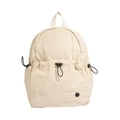 Cream white lightweight nylon school backpack with drawstring pocket for students - White