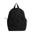 Minimalist black large capacity elementary school backpack with drawstring design - Black