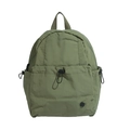 Olive green minimalist school backpack with drawstring pocket and large capacity - Dark Green