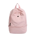 Pink minimalist nylon kids backpack with large capacity and double zipper compartments - Pink
